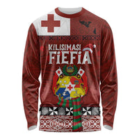 Tongan Christmas Long Sleeve Shirt Kilisimasi Fiefia with Ngatu Art Tattoo LT03 Unisex Red - Polynesian Pride
