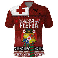 Tongan Christmas Polo Shirt Kilisimasi Fiefia with Ngatu Art Tattoo LT03 Red - Polynesian Pride