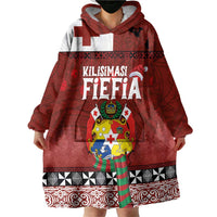 Tongan Christmas Wearable Blanket Hoodie Kilisimasi Fiefia with Ngatu Art Tattoo LT03 - Polynesian Pride