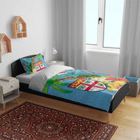 Fijians Iguana Tagimoucia Christmas Bedding Set Christmas Palm Tree and Hibiscus