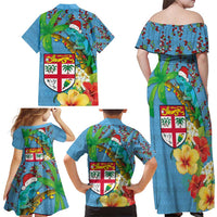 Fijians Iguana Tagimoucia Christmas Family Matching Off Shoulder Maxi Dress and Hawaiian Shirt Christmas Palm Tree and Hibiscus LT03 - Polynesian Pride