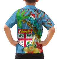 Fijians Iguana Tagimoucia Christmas Family Matching Short Sleeve Bodycon Dress and Hawaiian Shirt Christmas Palm Tree and Hibiscus LT03 - Polynesian Pride