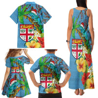 Fijians Iguana Tagimoucia Christmas Family Matching Tank Maxi Dress and Hawaiian Shirt Christmas Palm Tree and Hibiscus LT03 - Polynesian Pride