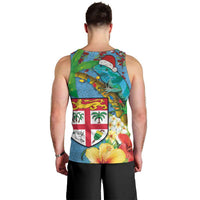 Fijians Iguana Tagimoucia Christmas Men Tank Top Christmas Palm Tree and Hibiscus