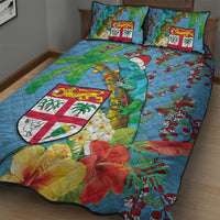 Fijians Iguana Tagimoucia Christmas Quilt Bed Set Christmas Palm Tree and Hibiscus