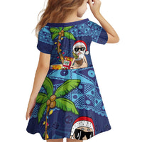The Funny Santa Wears Sulu Christmas Family Matching Summer Maxi Dress and Hawaiian Shirt Fijian Christmas Palm Tree With Masi Art Tattoo LT03 - Polynesian Pride