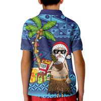 The Funny Santa Wears Sulu Christmas Kid Polo Shirt Fijian Christmas Palm Tree With Masi Art Tattoo LT03 - Polynesian Pride