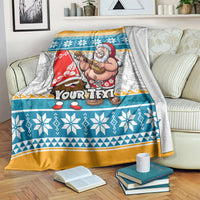 Custom Hawaii Mele Kalikimaka Blanket Funny Santa and Coconut Mix Kakau Pattern LT03 - Polynesian Pride