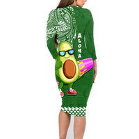 Hawaii Family Matching Long Sleeve Bodycon Dress and Hawaiian Shirt Aloha Funny Avocado Mix Kakau Hawaiian Tribal LT03 - Polynesian Pride