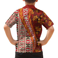 Hawaii Native Tapa Elements and Hibiscus Flowers Kid Hawaiian Shirt LT03 - Polynesian Pride