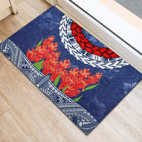 Samoan Tapa Rubber Doormat Ula Fala and Teuila Flower LT03 - Polynesian Pride