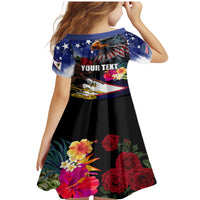 Personalised United States and American Samoa Family Matching Mermaid Dress and Hawaiian Shirt Bald Eagle Rose and Hibiscus Flower LT03 - Polynesian Pride