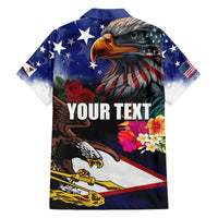Personalised United States and American Samoa Family Matching Off The Shoulder Long Sleeve Dress and Hawaiian Shirt Bald Eagle Rose and Hibiscus Flower LT03 - Polynesian Pride