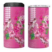 Hawaii Aloha Turtle Hibiscus and Leaves 4 in 1 Can Cooler Tumbler with Polynesian and Kakau Tattoos Rose Color LT03 One Size: 16 oz Pink - Polynesian Pride