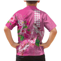 Hawaii Aloha Turtle Hibiscus and Leaves Family Matching Mermaid Dress and Hawaiian Shirt with Polynesian and Kakau Tattoos Rose Color LT03 - Polynesian Pride
