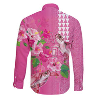 Hawaii Aloha Turtle Hibiscus and Leaves Family Matching Short Sleeve Bodycon Dress and Hawaiian Shirt with Polynesian and Kakau Tattoos Rose Color LT03 - Polynesian Pride