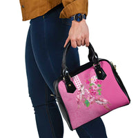 Hawaii Aloha Turtle Hibiscus and Leaves Shoulder Handbag with Polynesian and Kakau Tattoos Rose Color - Polynesian Pride