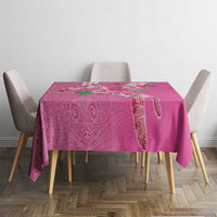 Hawaii Aloha Turtle Hibiscus and Leaves Tablecloth with Polynesian and Kakau Tattoos Rose Color LT03 - Polynesian Pride