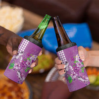 Hawaii Aloha Turtle Hibiscus and Leaves 4 in 1 Can Cooler Tumbler with Polynesian and Kakau Tattoos Lilac Color LT03 - Polynesian Pride