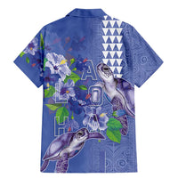 Hawaii Aloha Turtle Hibiscus and Leaves Family Matching Mermaid Dress and Hawaiian Shirt with Polynesian and Kakau Tattoos Denim Color LT03 - Polynesian Pride