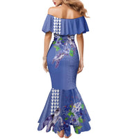 Hawaii Aloha Turtle Hibiscus and Leaves Family Matching Mermaid Dress and Hawaiian Shirt with Polynesian and Kakau Tattoos Denim Color LT03 - Polynesian Pride