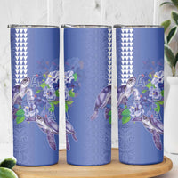 Hawaii Aloha Turtle Hibiscus and Leaves Skinny Tumbler with Polynesian and Kakau Tattoos Denim Color LT03 - Polynesian Pride