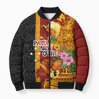 Papua New Guinea Independence Day Bomber Puffer Jacket Birds-of-Paradise Melanesian Tattoos Tropical Plants