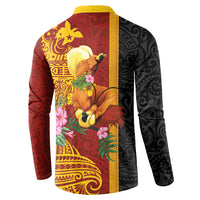 Papua New Guinea Independence Day Button Sweatshirt Birds-of-Paradise Melanesian Tattoos Tropical Plants