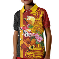 Papua New Guinea Independence Day Kid Polo Shirt Birds-of-Paradise Melanesian Tattoos Tropical Plants