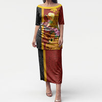 Papua New Guinea Independence Day Puletasi Birds-of-Paradise Melanesian Tattoos Tropical Plants LT03 Long Dress Multicolor - Polynesian Pride