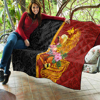 Papua New Guinea Independence Day Quilt Birds-of-Paradise Melanesian Tattoos Tropical Plants