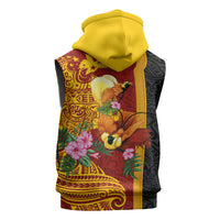 Papua New Guinea Independence Day Sleeveless Hoodie Birds-of-Paradise Melanesian Tattoos Tropical Plants