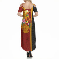 Papua New Guinea Independence Day Summer Maxi Dress Birds-of-Paradise Melanesian Tattoos Tropical Plants LT03 - Polynesian Pride