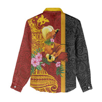 Papua New Guinea Independence Day Women Casual Shirt Birds-of-Paradise Melanesian Tattoos Tropical Plants
