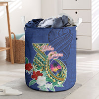 Guam Chamorro Laundry Basket Tribal Latte Stone and Seal Artwork Polynesian Patterns
