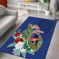 Guam Chamorro Area Rug Tribal Latte Stone and Seal Artwork Polynesian Patterns