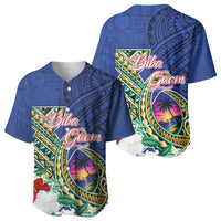 Guam Chamorro Baseball Jersey Tribal Latte Stone and Seal Artwork Polynesian Patterns