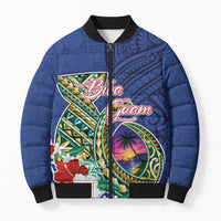 Guam Chamorro Bomber Puffer Jacket Tribal Latte Stone and Seal Artwork Polynesian Patterns