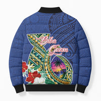 Guam Chamorro Bomber Puffer Jacket Tribal Latte Stone and Seal Artwork Polynesian Patterns