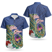 Guam Chamorro Couples Matching Off Shoulder Maxi Dress and Hawaiian Shirt Tribal Latte Stone and Seal Artwork Polynesian Patterns