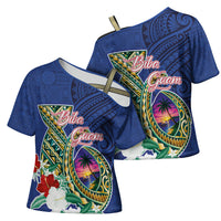 Guam Chamorro Cross Shoulder Shirt Tribal Latte Stone and Seal Artwork Polynesian Patterns