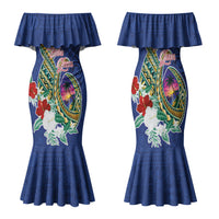 Guam Chamorro Family Matching Mermaid Dress and Hawaiian Shirt Tribal Latte Stone and Seal Artwork Polynesian Patterns LT03 Mom's Dress Multicolor - Polynesian Pride