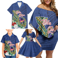Guam Chamorro Family Matching Off Shoulder Short Dress and Hawaiian Shirt Tribal Latte Stone and Seal Artwork Polynesian Patterns LT03 - Polynesian Pride