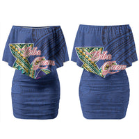 Guam Chamorro Family Matching Off Shoulder Short Dress and Hawaiian Shirt Tribal Latte Stone and Seal Artwork Polynesian Patterns LT03 Mom's Dress Multicolor - Polynesian Pride