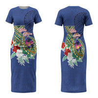 Guam Chamorro Family Matching Short Sleeve Bodycon Dress and Hawaiian Shirt Tribal Latte Stone and Seal Artwork Polynesian Patterns LT03 Mom's Dress Multicolor - Polynesian Pride
