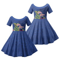 Guam Chamorro Family Matching Short Sleeve Bodycon Dress and Hawaiian Shirt Tribal Latte Stone and Seal Artwork Polynesian Patterns LT03 Daughter's Dress Multicolor - Polynesian Pride