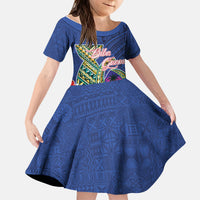 Guam Chamorro Kid Short Sleeve Dress Tribal Latte Stone and Seal Artwork Polynesian Patterns LT03 KID Multicolor - Polynesian Pride