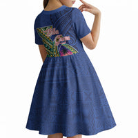 Guam Chamorro Kid Short Sleeve Dress Tribal Latte Stone and Seal Artwork Polynesian Patterns LT03 - Polynesian Pride