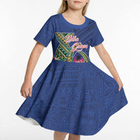 Guam Chamorro Kid Short Sleeve Dress Tribal Latte Stone and Seal Artwork Polynesian Patterns LT03 - Polynesian Pride