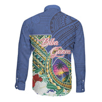 Guam Chamorro Long Sleeve Button Shirt Tribal Latte Stone and Seal Artwork Polynesian Patterns LT03 - Polynesian Pride